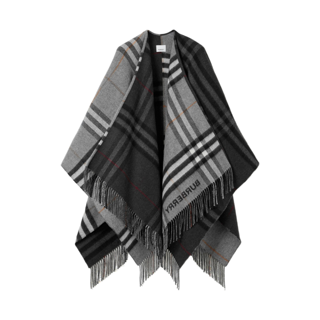 버버리 콘트라스트 체크 울 캐시미어 자카드 케이프 그레이 차콜(Burberry Contrast Check Wool Cashmere Jacquard Cape Grey Charcoal) - 1