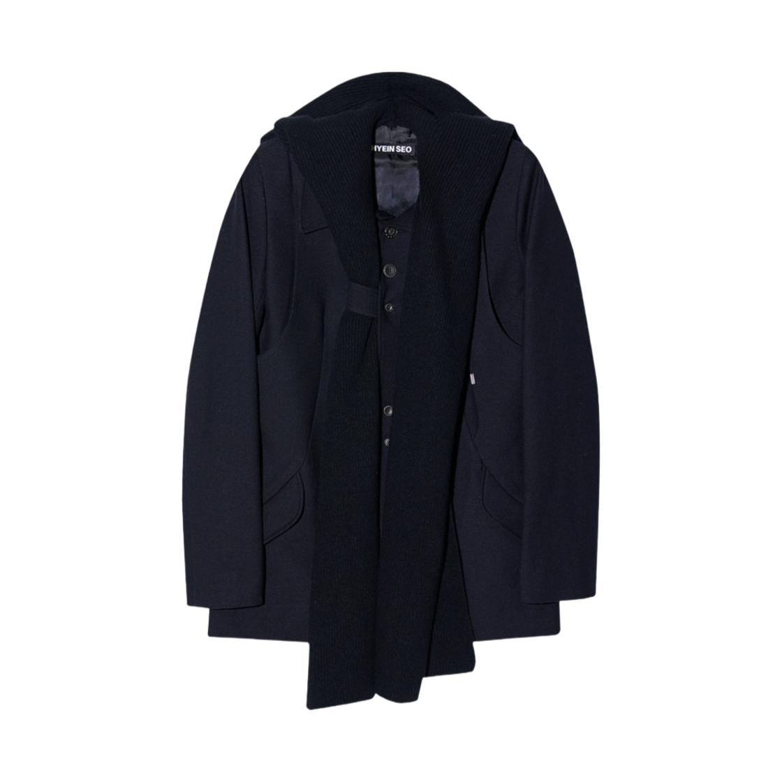 - (W) Hyein Seo Silver Button Jacket w/ Hood Muffler Black