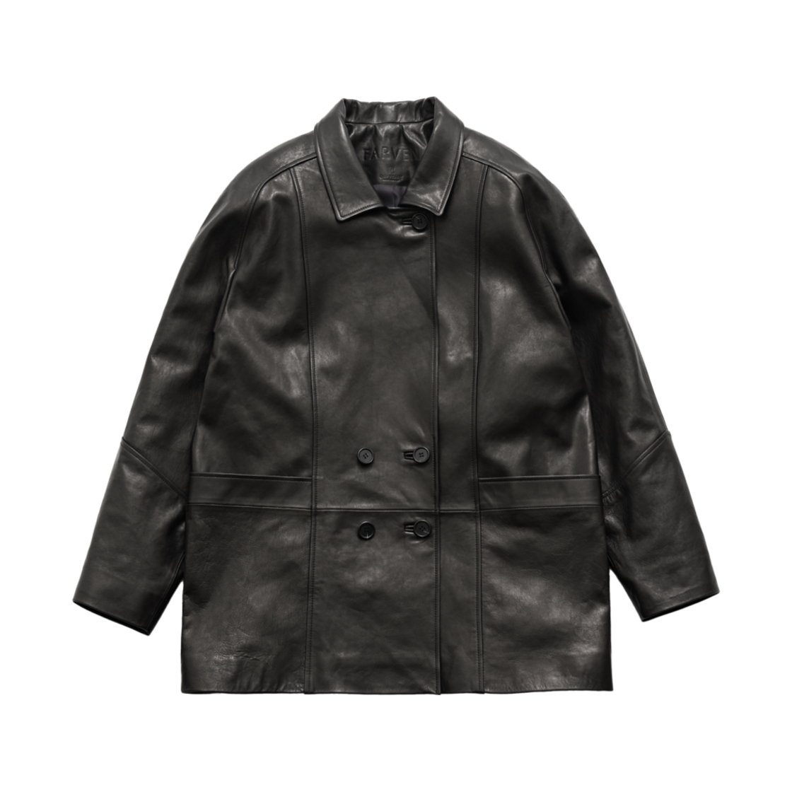 [RE-ORDER] 파르벵 볼륨 더블 레더 자켓 블랙([RE-ORDER] FARVEN Volume Double Leather Jacket Black)