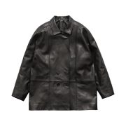 [RE-ORDER] FARVEN Volume Double Leather Jacket Black