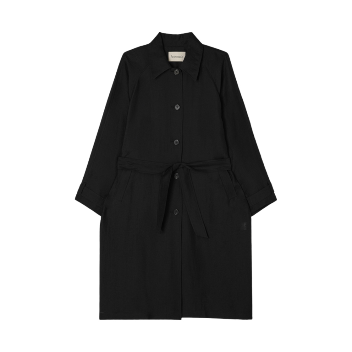 - (W) Aviemuah Single-Breasted Wavy Coat Black