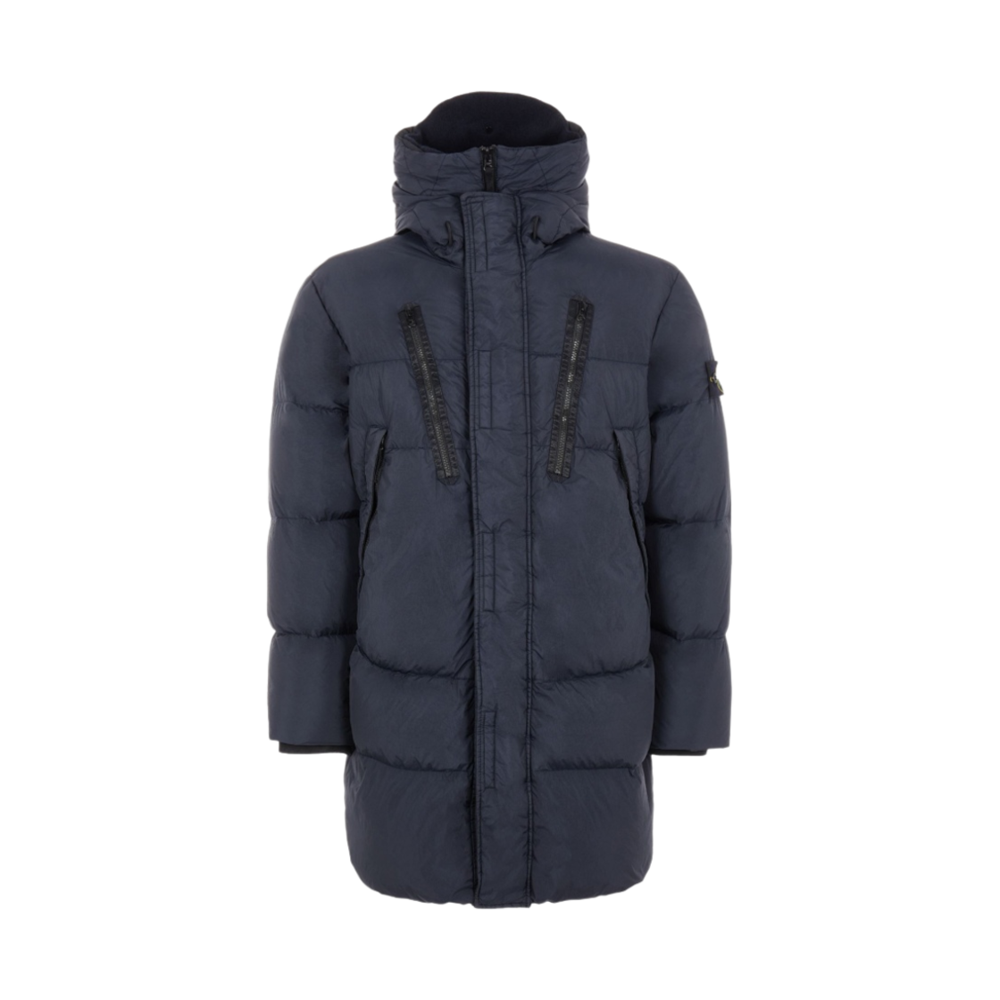 스톤 아일랜드 70123 크링클랩스 후드 롱 다운 자켓 네이비 블루 - 21FW(Stone Island 70123 Crinkle Reps Hooded Long Down Jacket Navy Blue - 21FW)