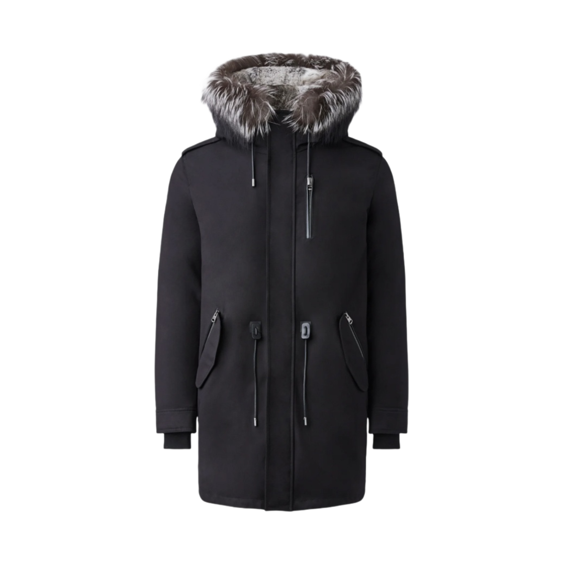 맥카지 리무버블 실버 폭스 퍼 트림 모리츠 래빗 퍼 라인드 트윌 파카 블랙(Mackage Moritz Rabbit Fur-Lined Twill Parka With Removable Silver Fox Fur Trim Black)