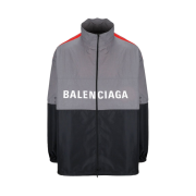 Balenciaga Two-Tone Logo Print Shell Jacket Grey