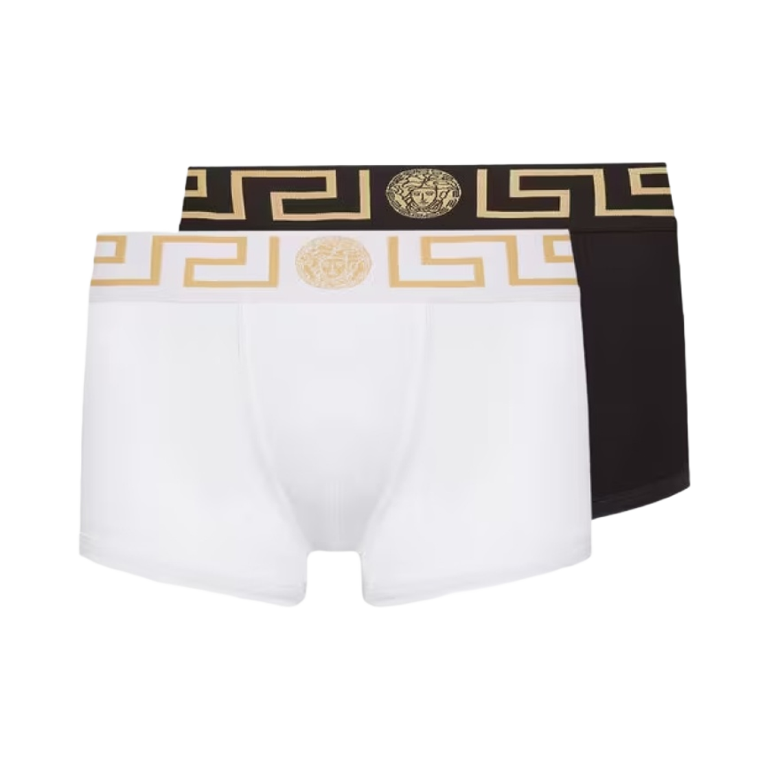 베르사체 그레카 보더 트렁크 블랙 화이트 (2개입)(Versace Greca Border Trunks Black White (2 Pack))