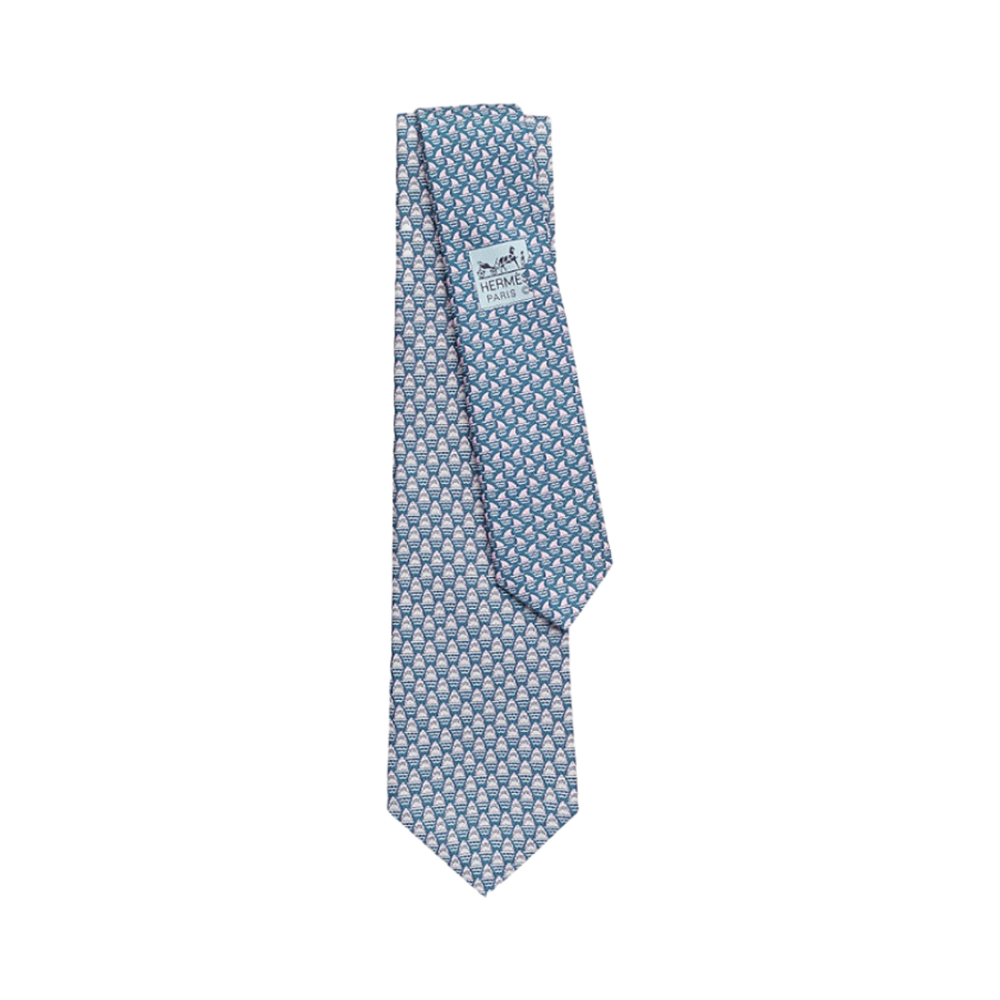 에르메스 타이 7 레 덴츠 데르메스 트윌비 타이 블루 로즈(Hermes Tie 7 Les Dents d'Hermes Twillbi Tie Bleu Rose) - 1