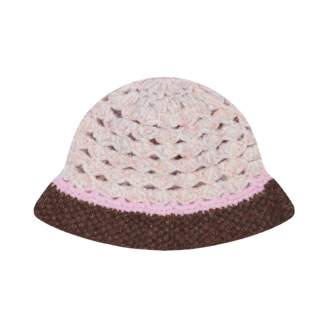 올인컴플리트 쉘 크로셰 햇 핑크 & 브라운(Allincomplete Shell Crochet Hat Pink & Brown) - 1
