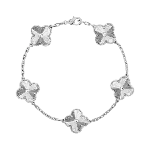 (W) Van Cleef & Arpels Vintage Alhambra Bracelet 5 Motifs White Gold