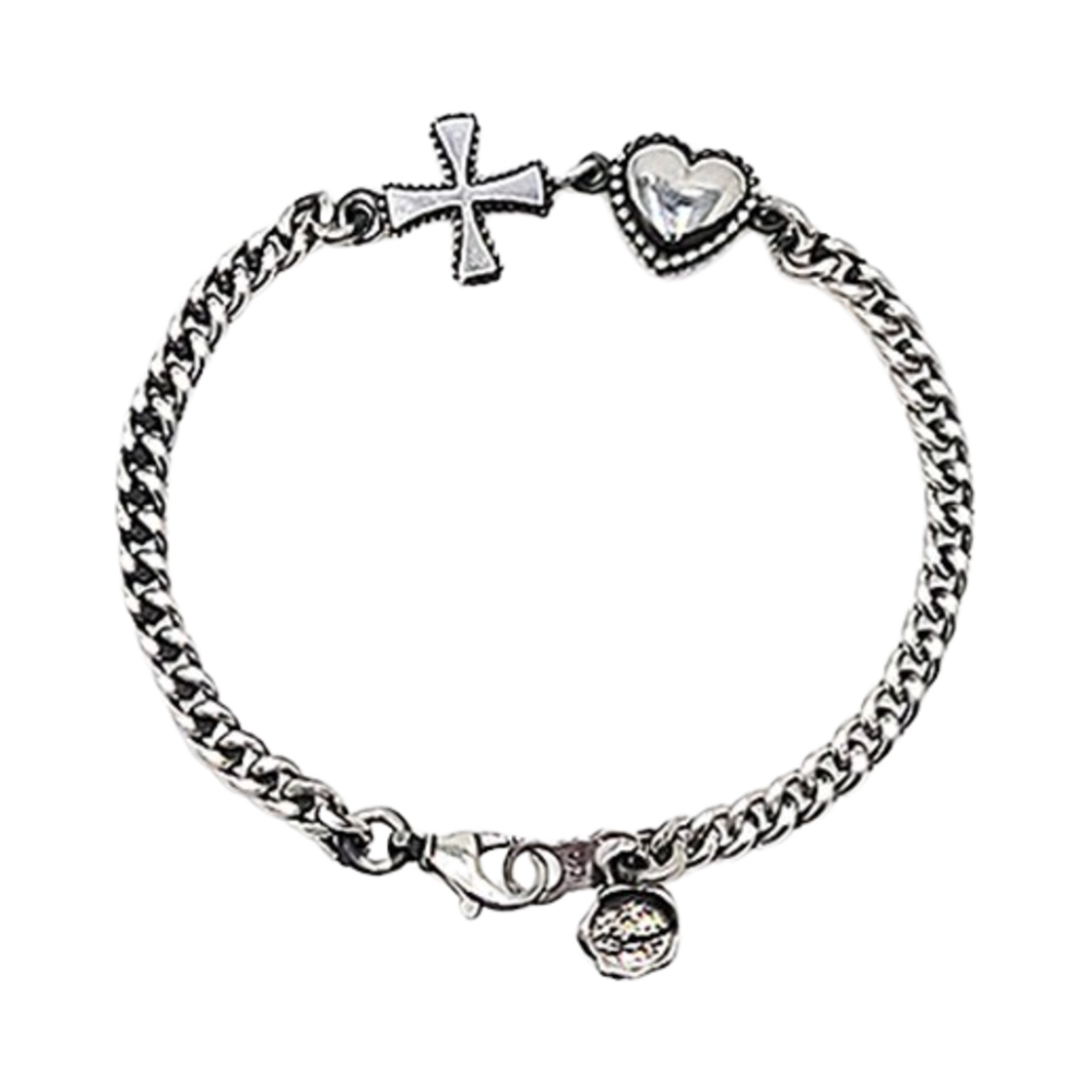 프리카 헐트 크로스 체인 브레이슬릿 실버(Frica Heart Cross Chain Bracelet Silver)