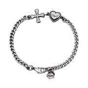 Frica Heart Cross Chain Bracelet Silver