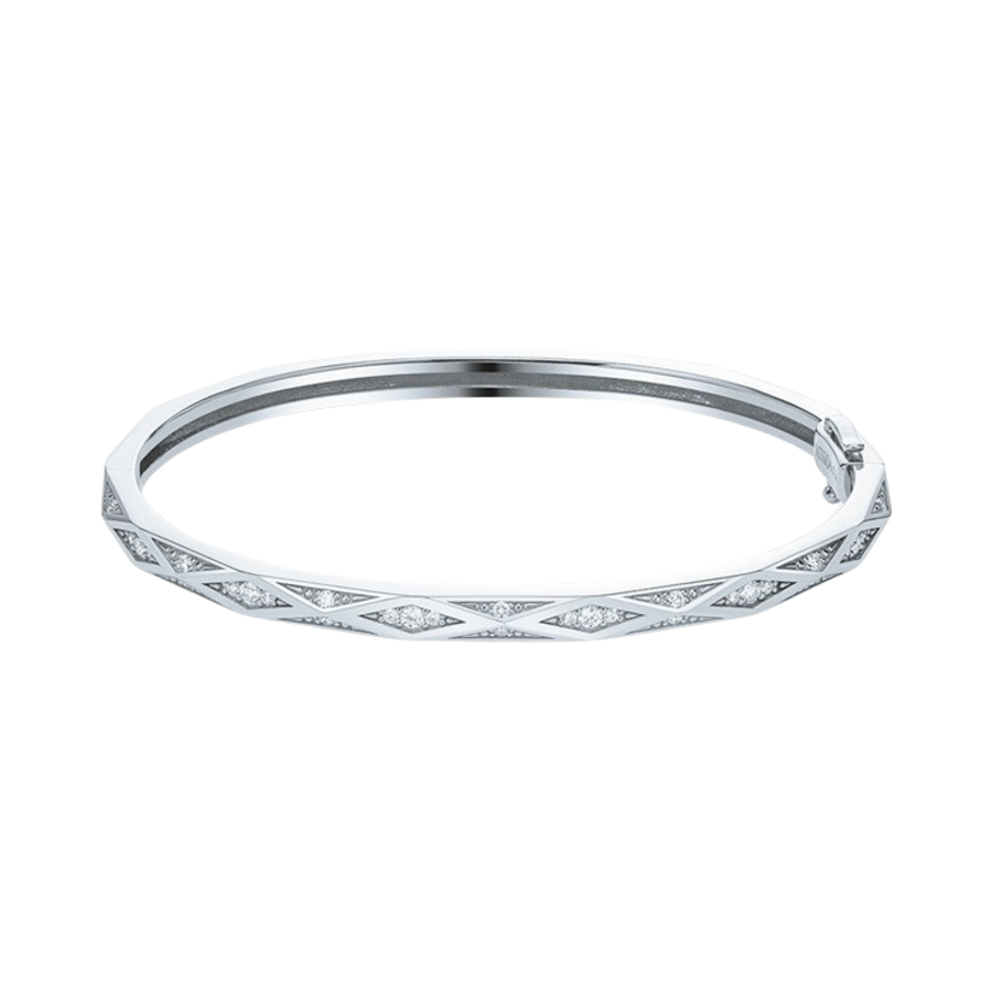 미꼬 앙상블 다이아몬드 하프 파베 뱅글 화이트 골드