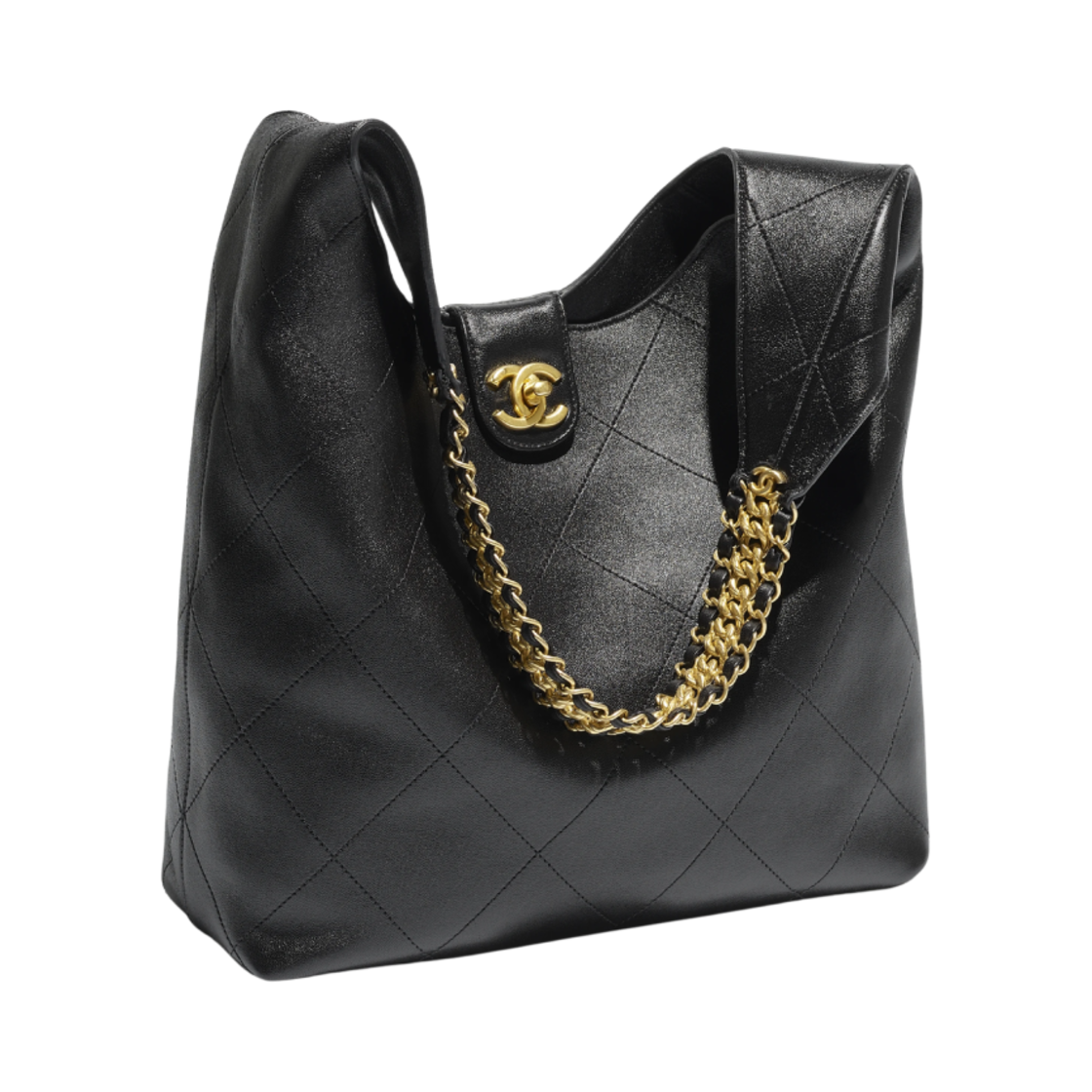 샤넬 라지 호보백 샤이니 램스킨 & 골드 메탈 블랙(Chanel Large Hobo Bag Shiny Lambskin & Gold Black) - 2