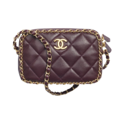 Chanel Small Camera Case Lambskin & Gold Burgundy