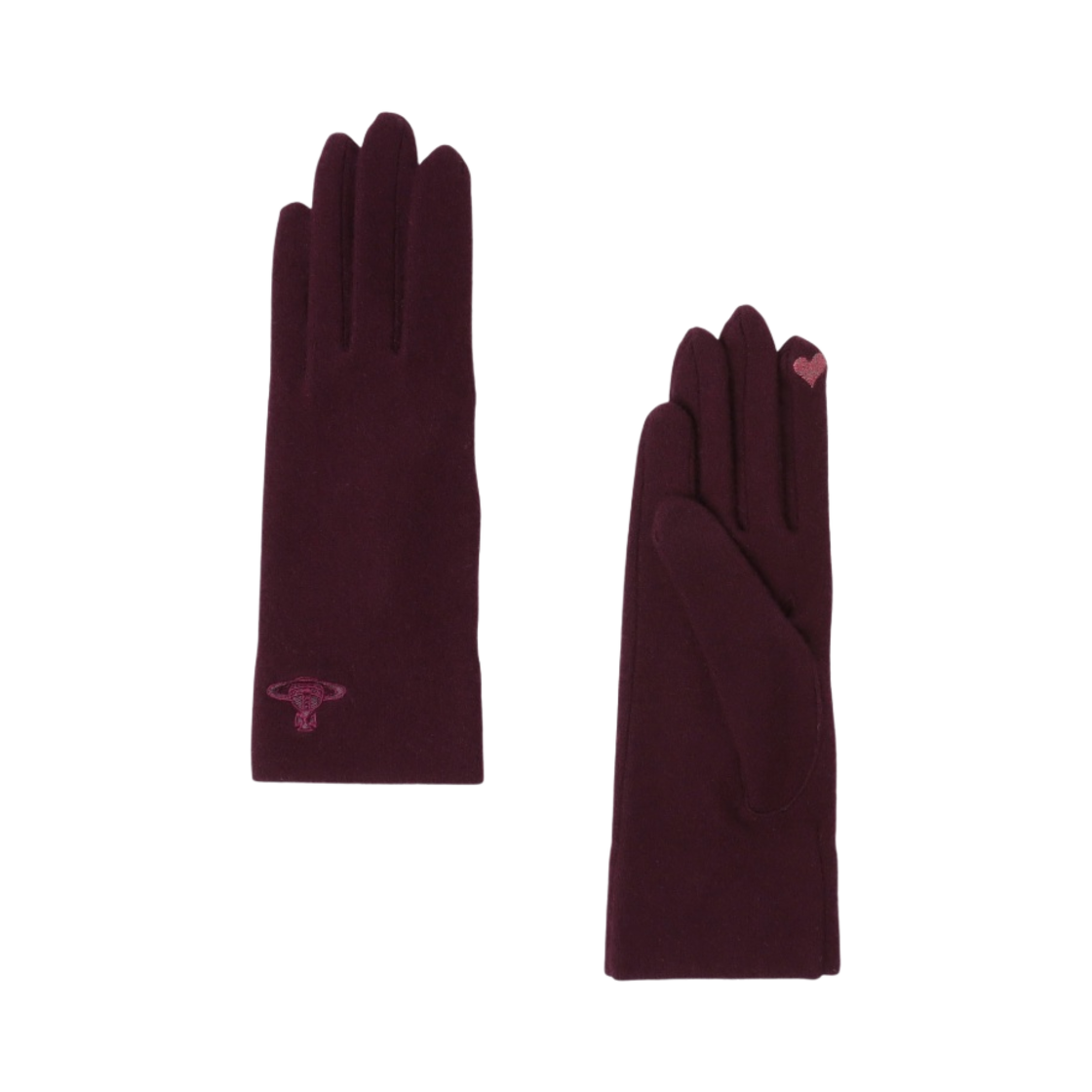 (W) 비비안 웨스트우드 오브 자수 베이직 글러브 와인((W) Vivienne Westwood Orb Embroidery Basic Gloves Wine) - 1