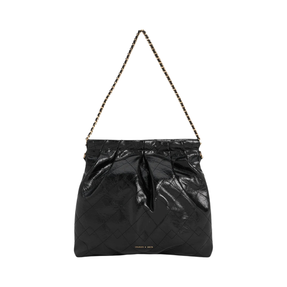 찰스앤키스 듀오 더블 체인 라지 호보백 블랙(Charles & Keith Duo Double Chain Large Hobo Bag Black)