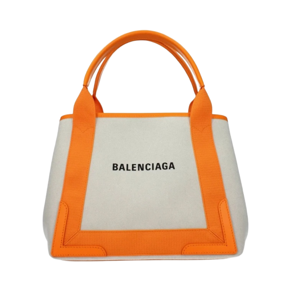 3399332HH3N9265 Balenciaga Navy Small Cabas Natural Pop Orange