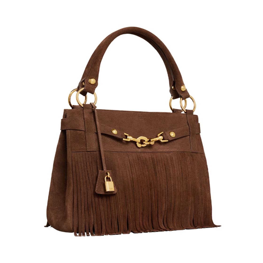 114113EZS-19BR Celine Medium Annabel Bag with Fringes in Suede Calfskin Brown - #2