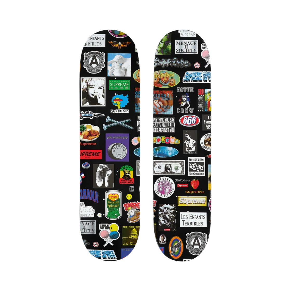 슈프림 스티커 스케이트보드 덱 블랙 - 21SS(Supreme Stickers Skateboard Deck Black - 21SS)