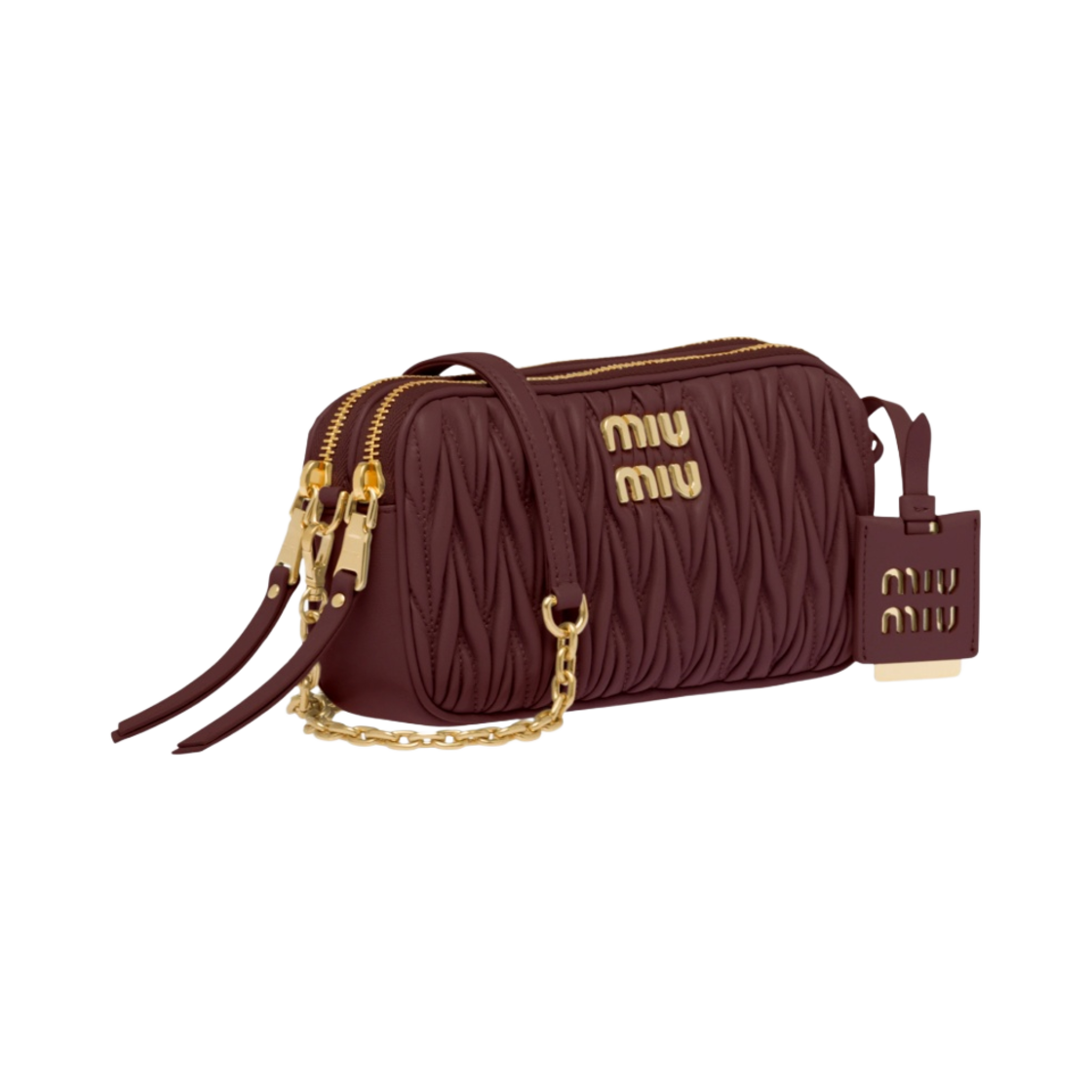 미우 미우 마테라쎄 나파 가죽 미니백 아마란스 레드 메이즈 옐로우(Miu Miu Matelasse Nappa Leather Mini Bag Amaranth Red Maize Yellow) - 2