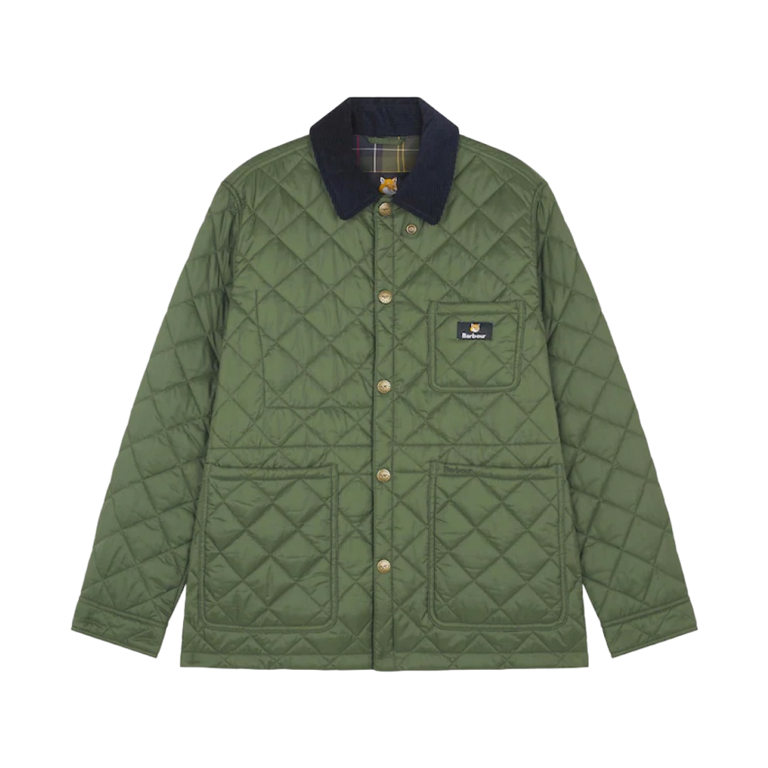 MQU1735GN73 Barbour x Maison Kitsune Kenning Quilted Jacket Classic Green