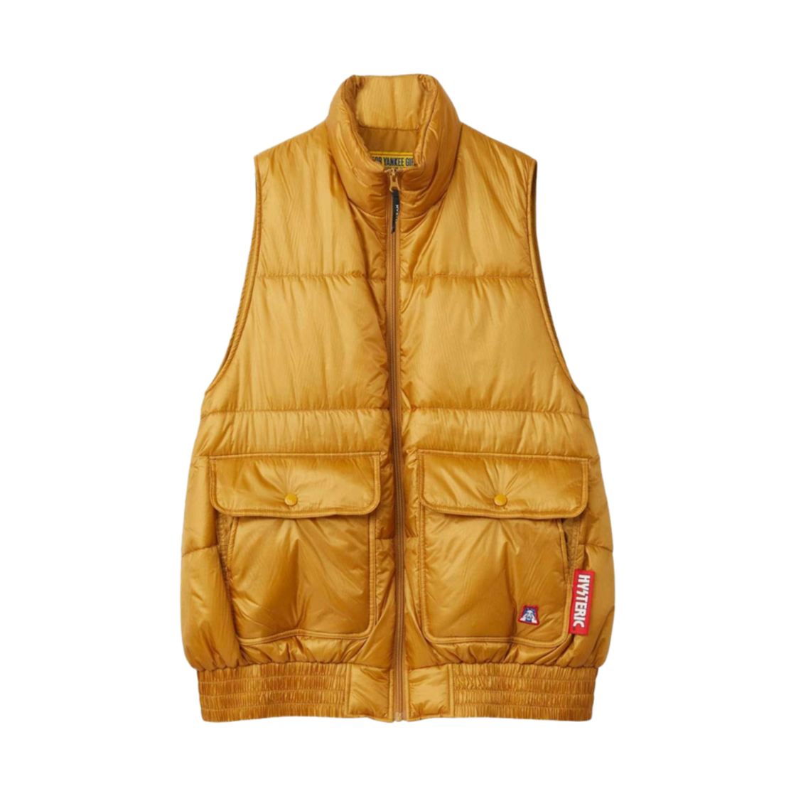 (W) 히스테릭 글래머 씨 노 이블 패치 스탠드업 칼라 베스트 옐로우((W) Hysteric Glamour See No Evil Patch Stand-Up Collar Vest Yellow) - 1