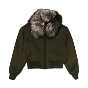 Undermycar Code Name Valkyrie Silver Fox Collar Virgin Wool Jacket Olive - 24FW