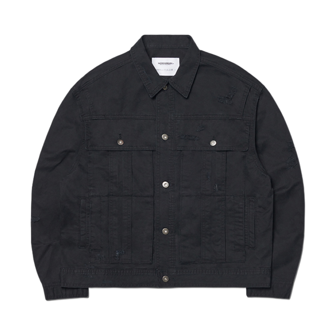 노매뉴얼 I.P 데미지드 자켓 워시드 블랙