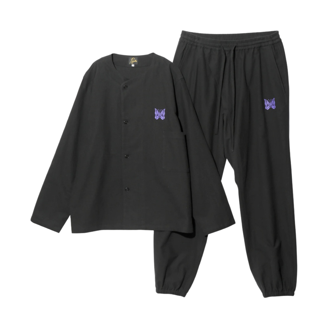 니들스 파자마 세트 코튼 플란넬 블랙