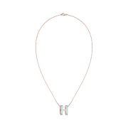 (W) Hermes Pop H Pendant Rose Gold & Bleu Zephyr