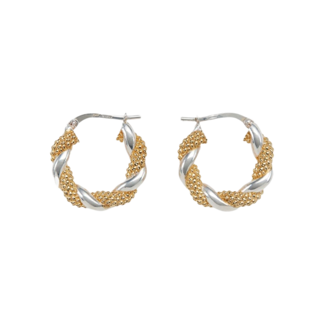 보테가 베네타 트위스트 후프 이어링 실버 옐로우 골드(Bottega Veneta Twist Hoop Earrings Silver Yellow Gold) - 1