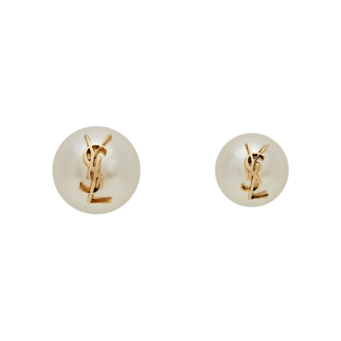 (W) 생로랑 카산드라 펄 이어링 메탈 골드 앤 크림((W) Saint Laurent Cassandre Pearl Earrings in Metal Gold And Cream)