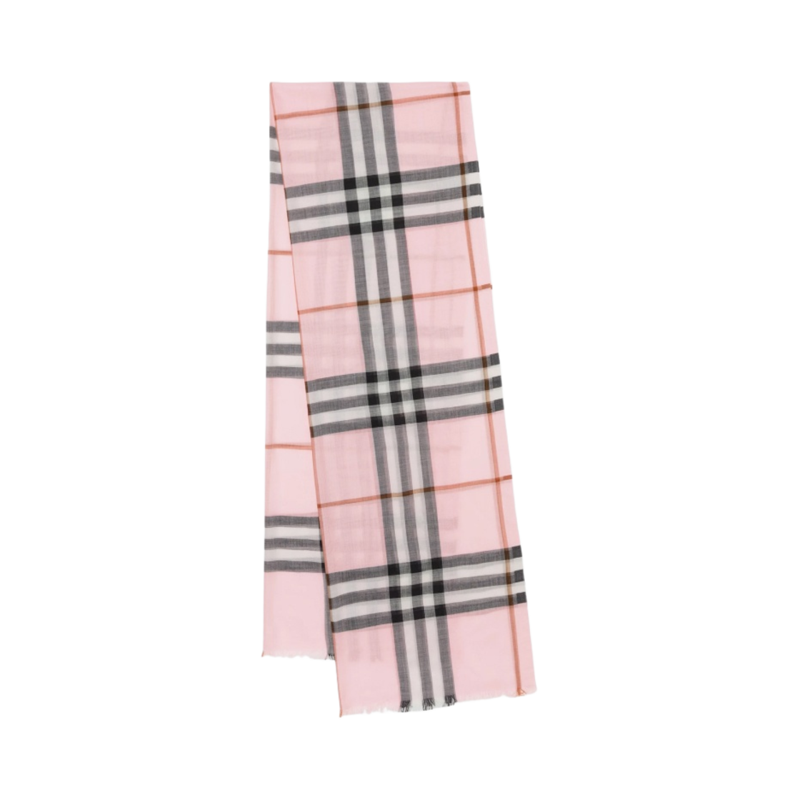(W) 버버리 체크 라이트웨이트 울 실크 스카프 페일 캔디 핑크((W) Burberry Check Lightweight Wool Silk Scarf Pale Candy Pink) - 1