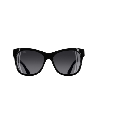 Chanel Square Sunglasses Acetate & Black Frame Grey Polarized Gradient Lenses Asian Fit