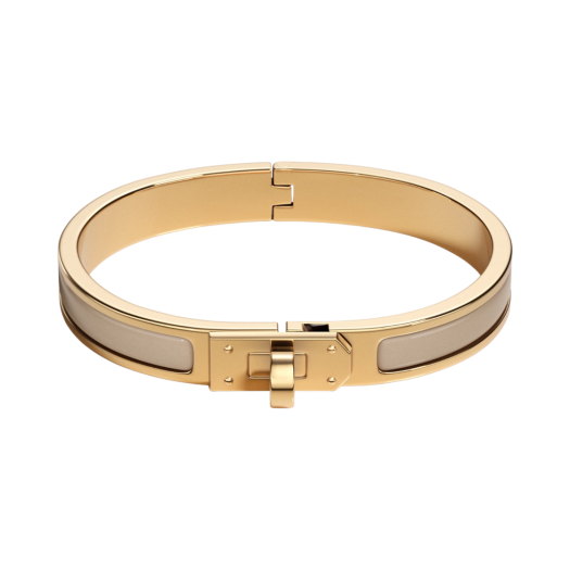 (W) Hermes Mini Clic Kelly Bracelet Yellow Gold & Marron Glace