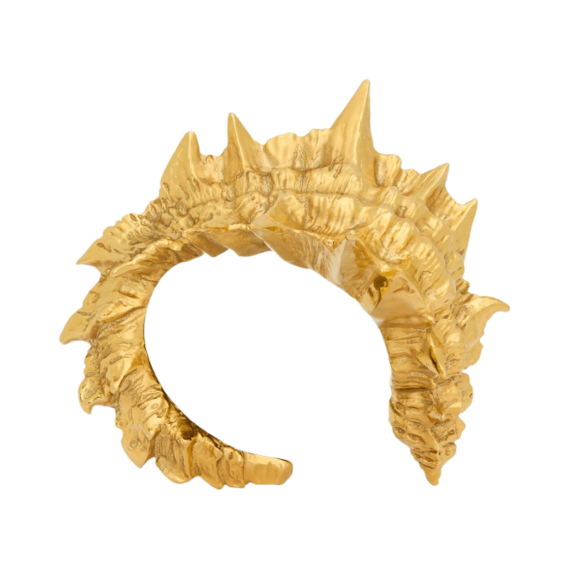 (W) 생로랑 스파이키 쉘 커프 메탈 라이트 사틴 골드((W) Saint Laurent Spiky Shell Cuff in Metal Light Satin Gold) - 1