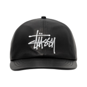 Stussy Basic Leather Strapback Cap Black