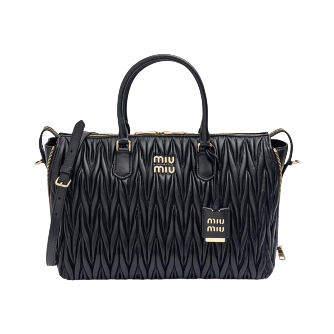 미우 미우 마테라쎄 나파 가죽 핸드백 블랙(Miu Miu Matelasse Nappa Leather Handbag Black) - 1