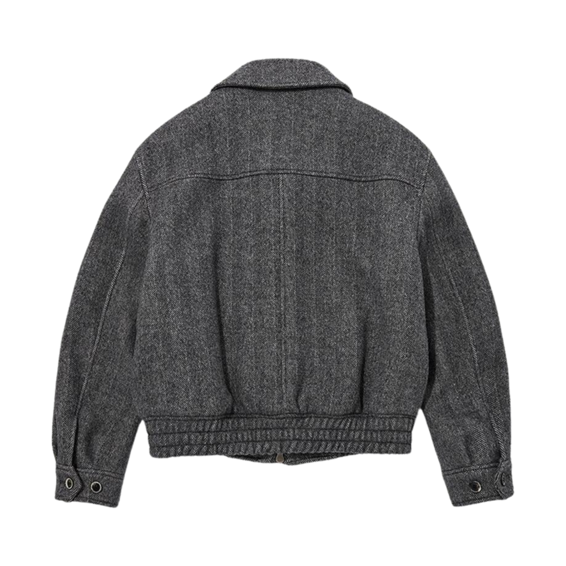 던스트 텍스쳐드 칼라 울 블루종 다크 그레이 헤링본(Dunst Textured Collar Wool Blouson Dark Grey Herringbone) - 2