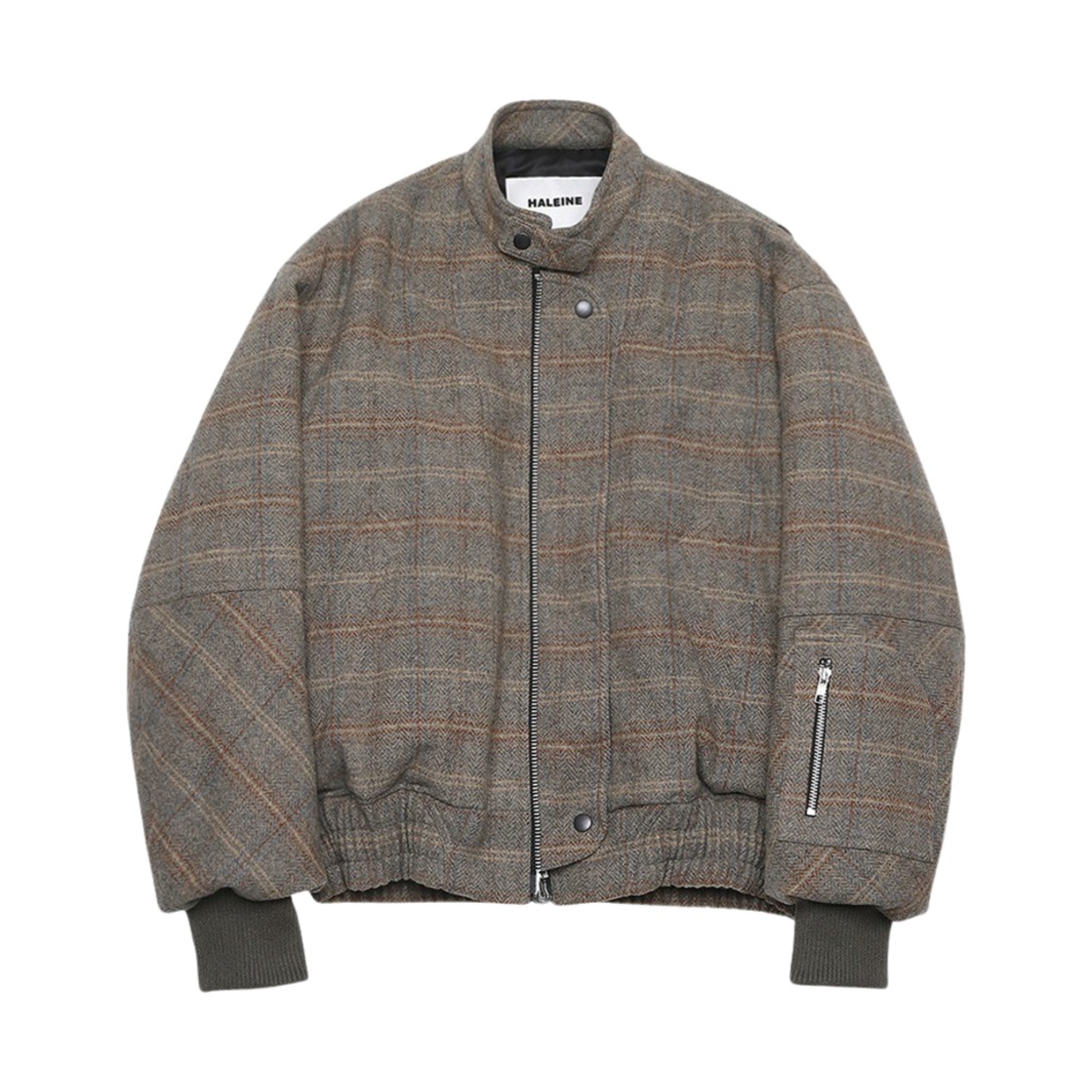 알렌느 바이커 울 체크 블루종 그레이 베이지