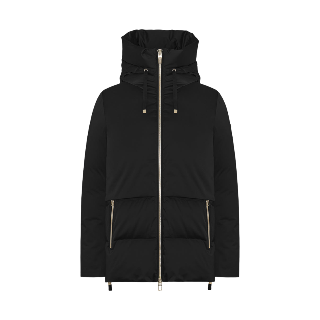 (W) 두노 줄리아 M 테크니컬 사틴 숏 파카 블랙((W) Duno Julia M Short Parka In Technical Satin Black)