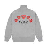 (W) Play Comme Des Garcons 5 Hearts Zip-Up Sweatshirt Grey