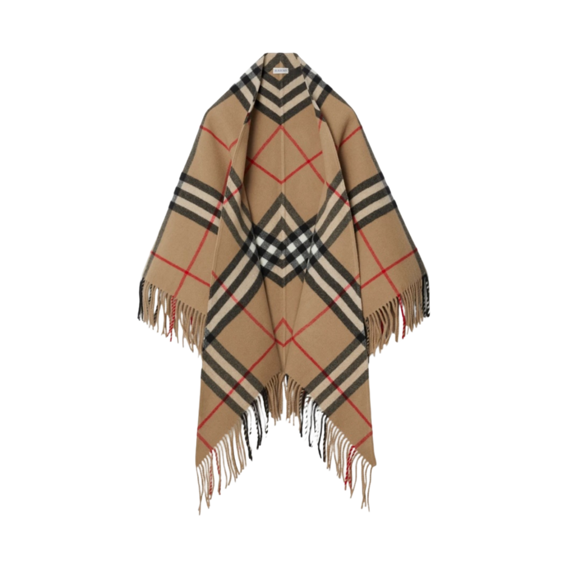 8075935 (W) Burberry Check Wool Cape Archive Beige
