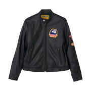 (W) Hysteric Glamour Cafe Racer Patch Lamb Leather Single Rider Jacket Black