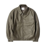 QT8 Garments TL Synthetic Leather Single Jacket Grey Khaki