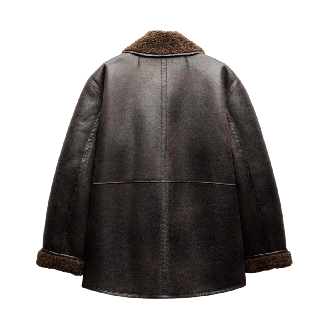 (W) 자라 페이크 레더 리버시블 더블 페이스드 코트 브라운((W) Zara Fake Leather Reversible Double Faced Coat Brown) - 2