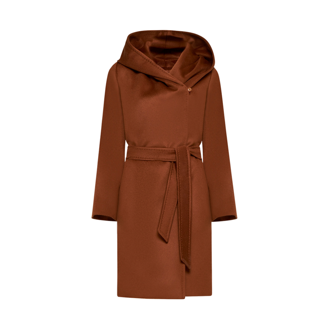 NEWMANG-056 (W) Max Mara Studio Newmang Wool Hoodie Coat Cuoio