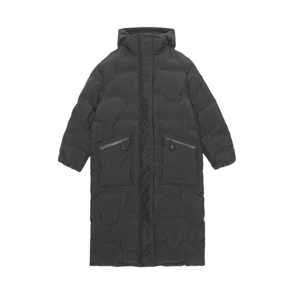(W) 가니 오버사이즈 소프트 퍼퍼 코트 블랙((W) Ganni Oversized Soft Puffer Coat Black)