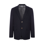 Thom Browne Wool Pique Suiting Single Vent Jacket Navy