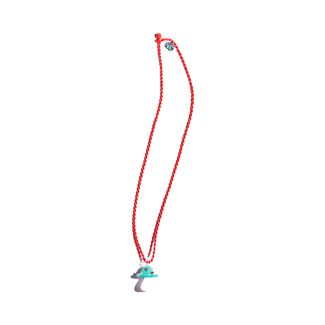 #105_02 NiRO.SERENDiPiTY I love Mushroom Necklace Poly Twist Strap #105 Red