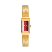 (W) Gucci G-Frame Quartz Stainless Steel Gold White Red Navy